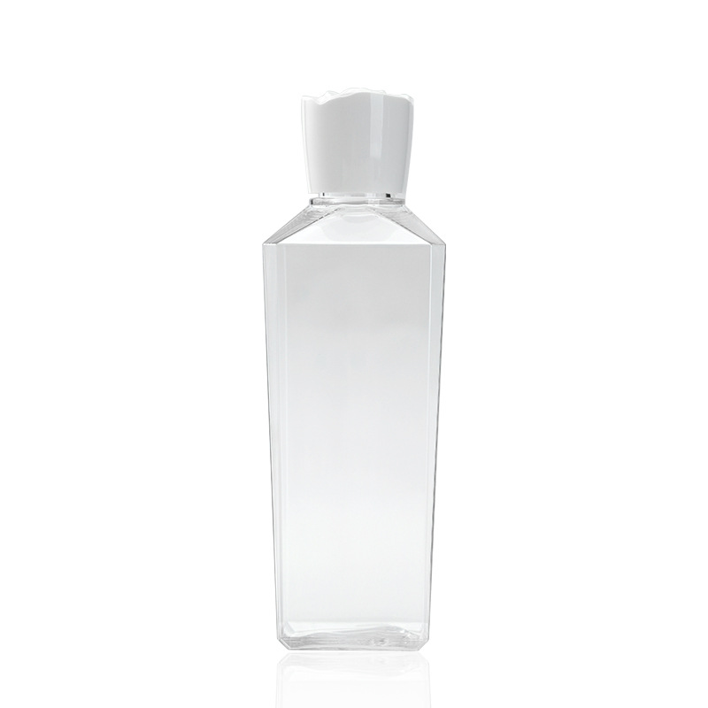 Xumin embalaje 250ml botella de tóner transparente cuadrado Rosa Blanca tapa giratoria botella de rocío puro PETG removedor de maquillaje botella de agua