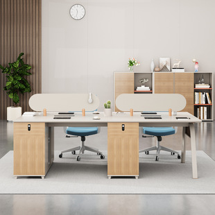 Modern Minimalist Staff Office Desk and Chair Set for 4-6 People, Office Desk with Staff Workstation Screen Partition, Office Computer Desk