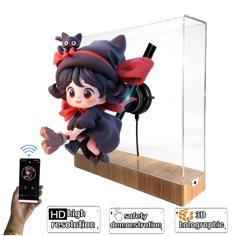 Cross-Border Desktop Model Naked-Eye 3D Holographic Fan Projection Lamp Stereo Screen Advertising 30cm Tabletop Series Air Imaging