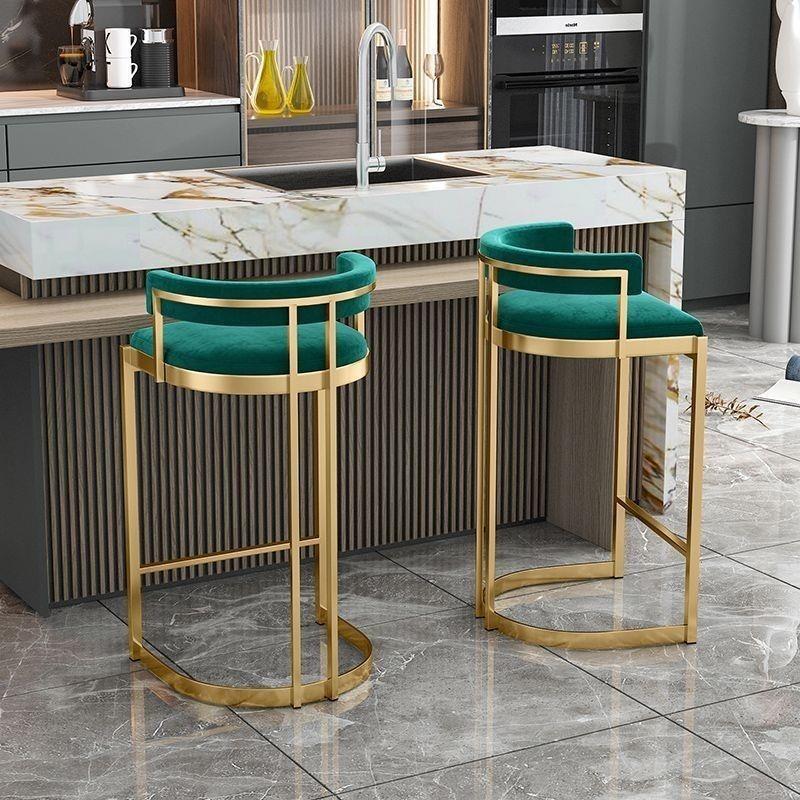 Silla de bar taburetes altos de hierro forjado respaldo casero tablero de aluminio escandinavo de lujo simple silla de bar silla alta image 3