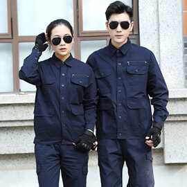 夏季衬衣工作服套装男纯棉户外劳保薄款工装女工厂军绿军训服logo