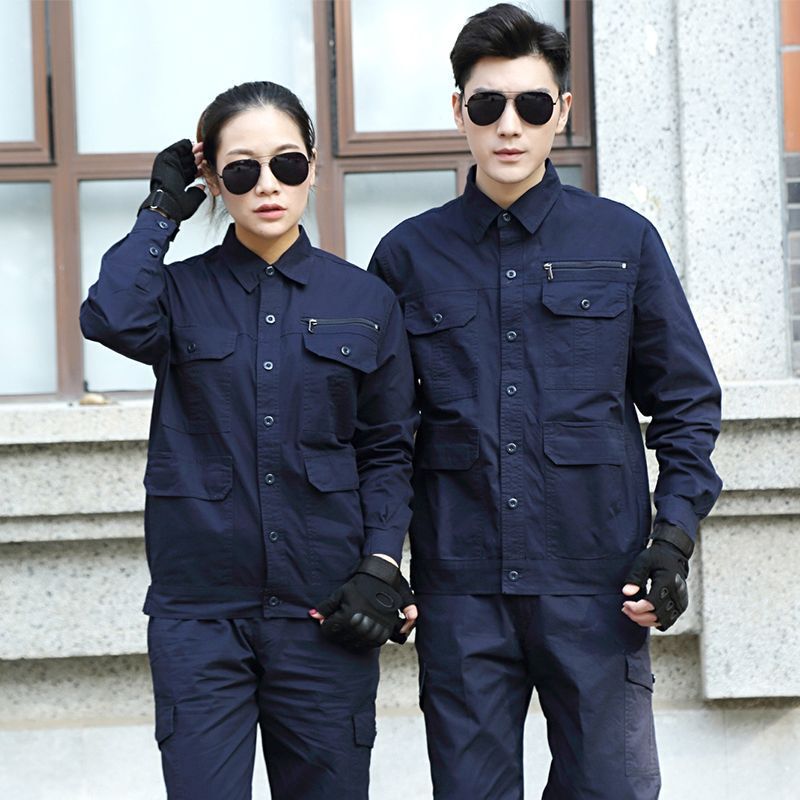 Summer Shirt Work Clothes suit Men's Pure Cotton Outdoor Labor Protection Thin Workwear Women's Factory Army Green Military Training Clothes logo