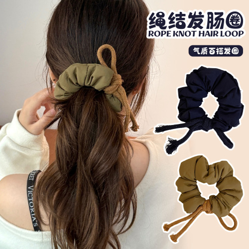 3D Fabric Pom-pom Cotton Velcro Hair Tie for Girls, Korean Style Versatile Knot Hair Accessory