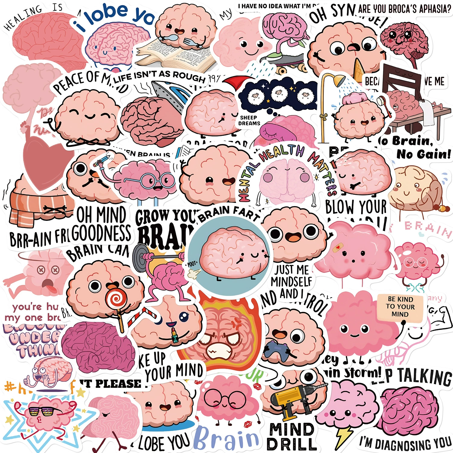 50 штук/набор мультфильмов смешные мозги серии креативные наклейки DIY ноутбук скейтборд водная чашка декоративные наклейки