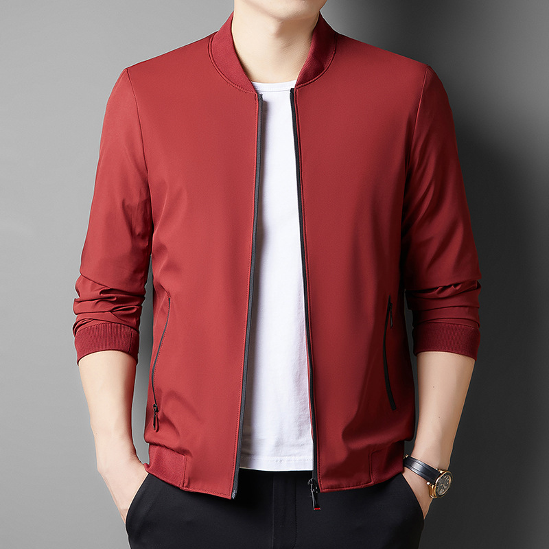 Men's Jacket for Spring and Autumn, Stand Collar, Solid Color, Zip-Up Baseball Jacket, Business Casual, Men's Quilted Custom Jacket Men's Jacket for Spring and Autumn, Stand Collar, Solid Color, Zip-Up Baseball Jacket, Business Casual, Men's Quilted Custom Jacket