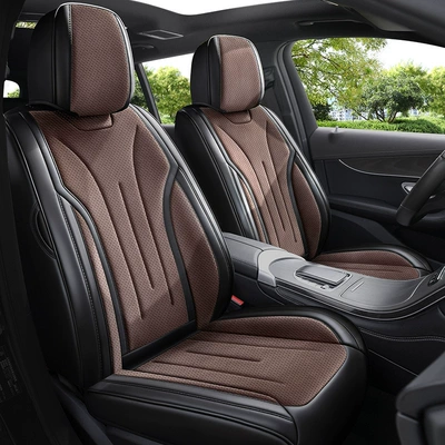 Foreign Trade Rams Car Seat Cushions, Fully Enclosed, Suitable for All Seasons, Laser Perforated, Breathable, Five-Seater Car Seat Cushions Wholesale (Universal seat cover) - black-coffee-color-5-seats-standard-version