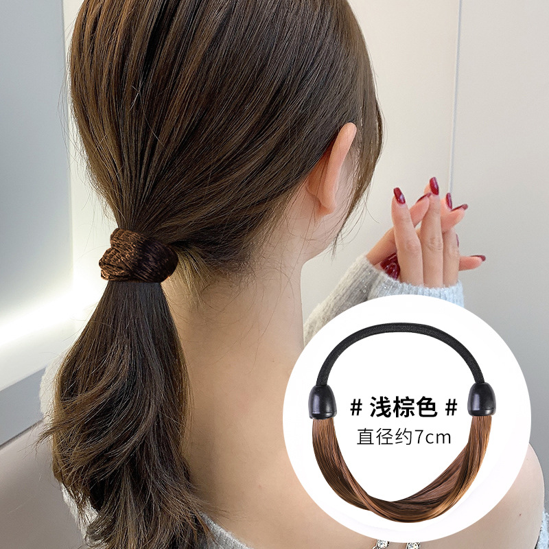 Peluca cuerda de pelo 2023 nueva banda de goma femenina Cola de Caballo banda de pelo cuerda de pelo como pelo alto elástico cubierta de cuero tocado