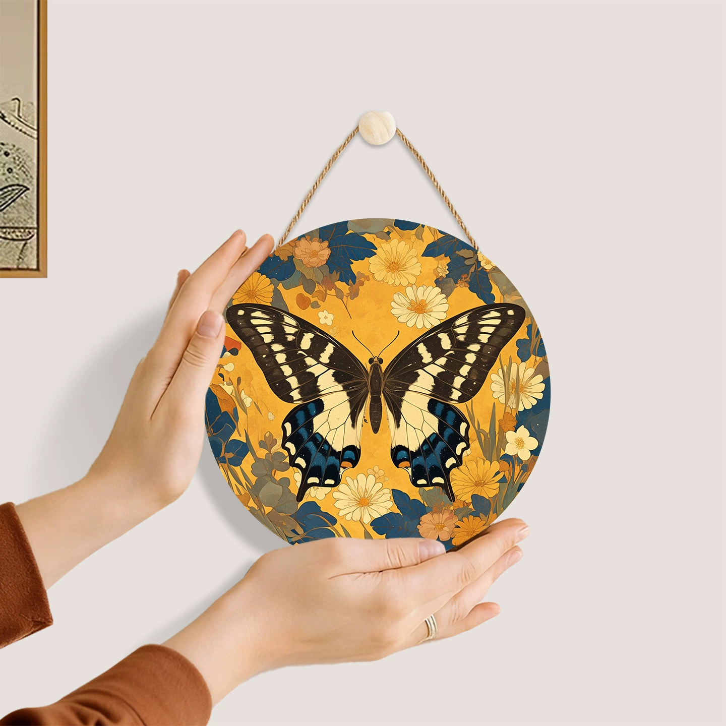 Летний пляжный деревянный настенный рисунок DIY цифровая масляная живопись цветная деревянная круглую подвеска оптом производитель кросс-бордер дропшиппинг