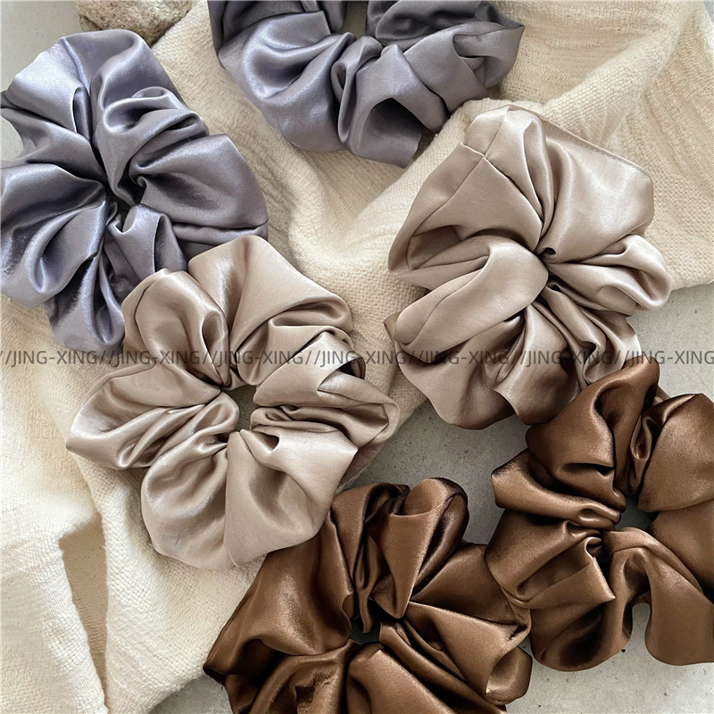 高级缎面质感 纯色布艺大肠圈发圈  气质大地色马尾发绳束发皮筋