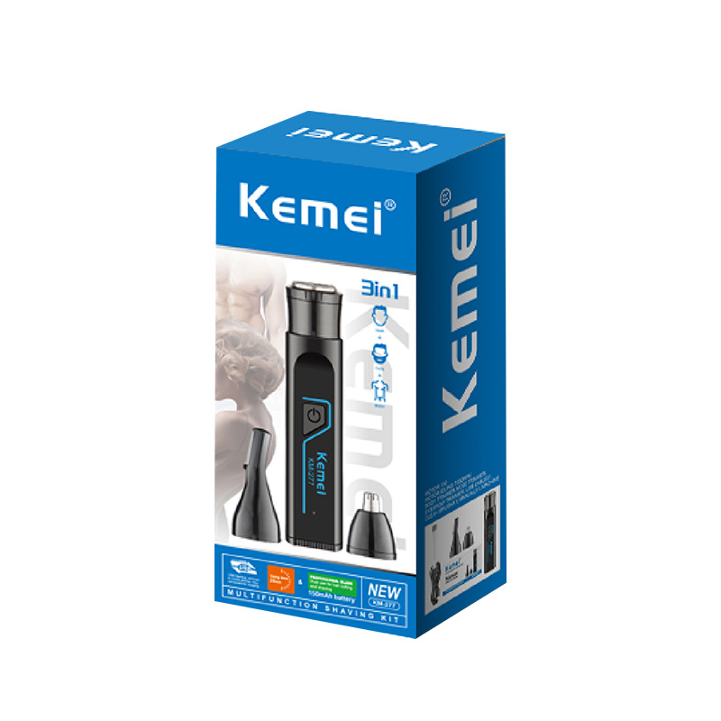 Komei máquina de afeitar portátil KM - 277 multifuncional máquina de afeitar eléctrica 3 - en - 1 recorte de pelo nasal conjunto de máquina de afeitar