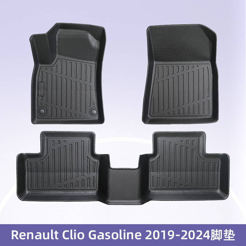 Europa para Renault Clio2019 - 2024 Combustible 3D para todo el tiempo TPE almohadillas de pie Cojín de colateral