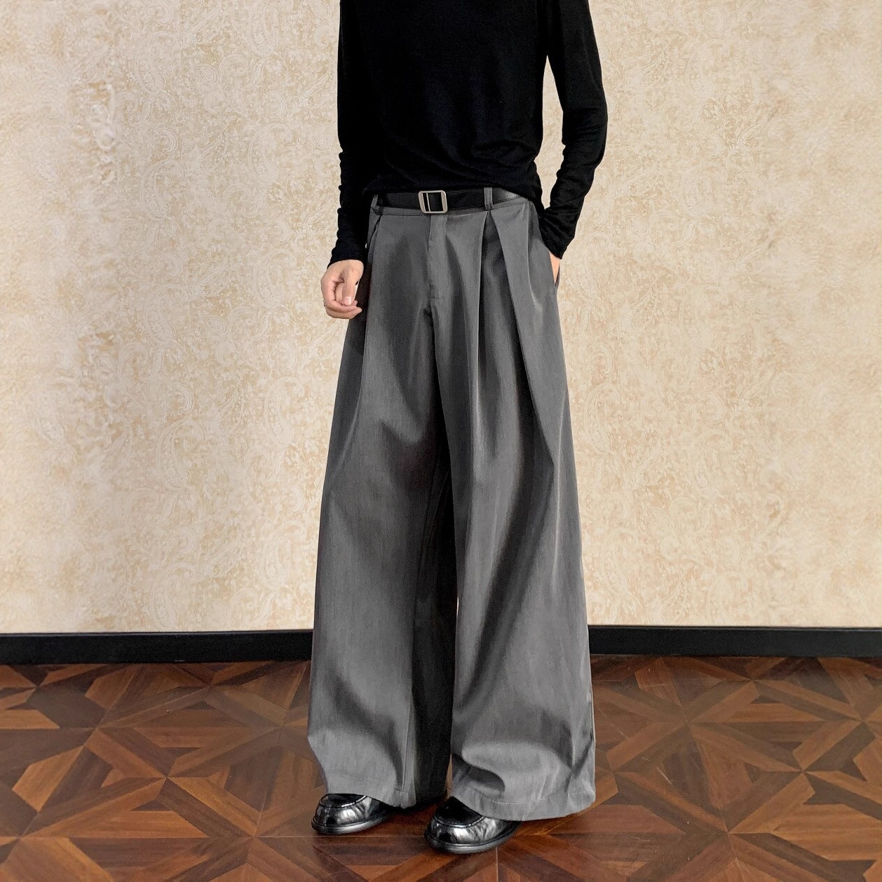 Old Money Style Drapey Wide-Leg Dress Pants for Men, Spring and Autumn Trendy Brand Loose Drape Straight Casual Pants, High Street Cool Floor-Length Pants