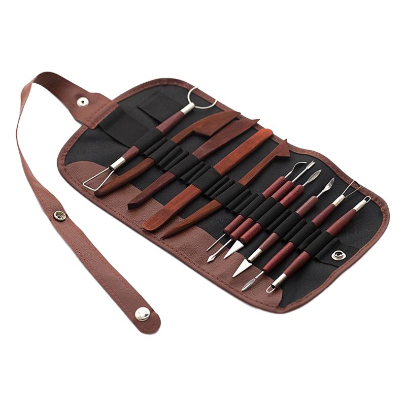 Herramientas de cerámica transfronterizas 12 unidades traje escultura de arcilla cuchillo de talla raspador combinación Paquete de rollo de arcilla suave herramientas auxiliares