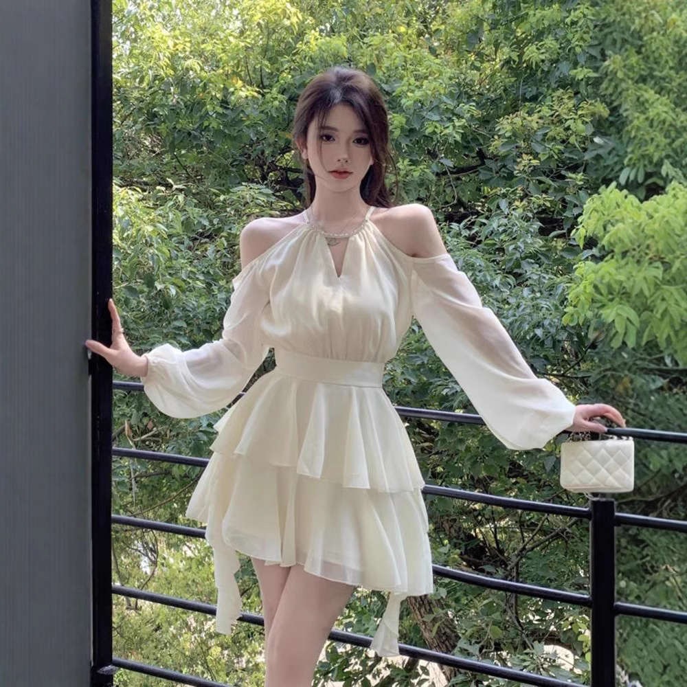 Apricot shiffon dress