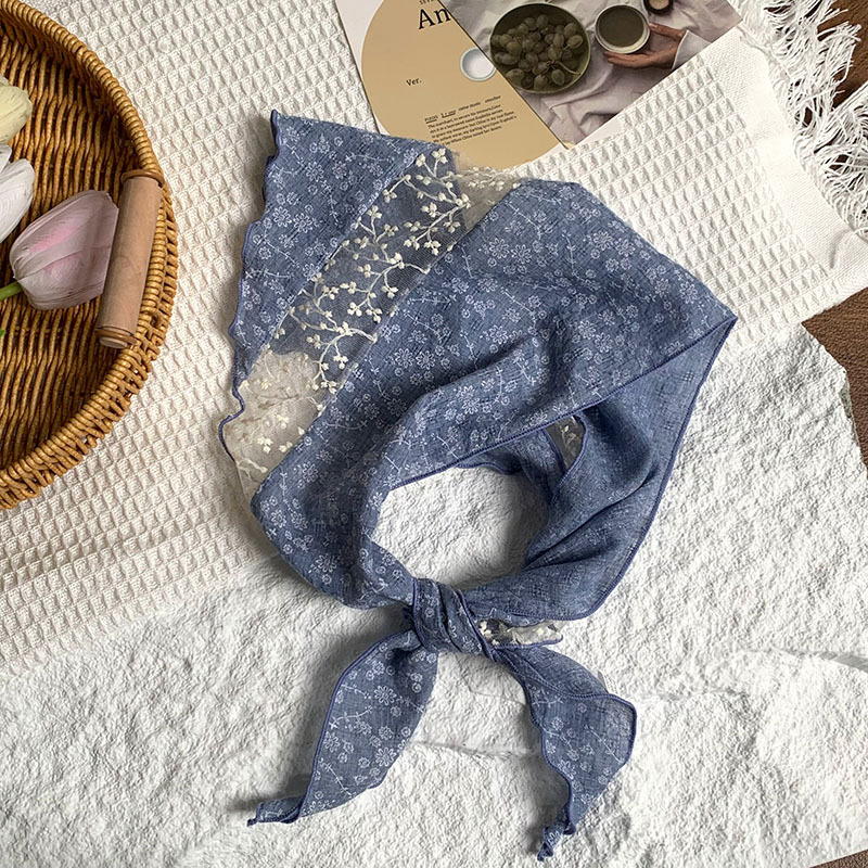 Bufanda triangular, babero, arte femenino, nuevo estilo, bufanda floral, bufanda de seda, pañuelo de alta calidad, diadema pastoral femenina de verano, cabello atado