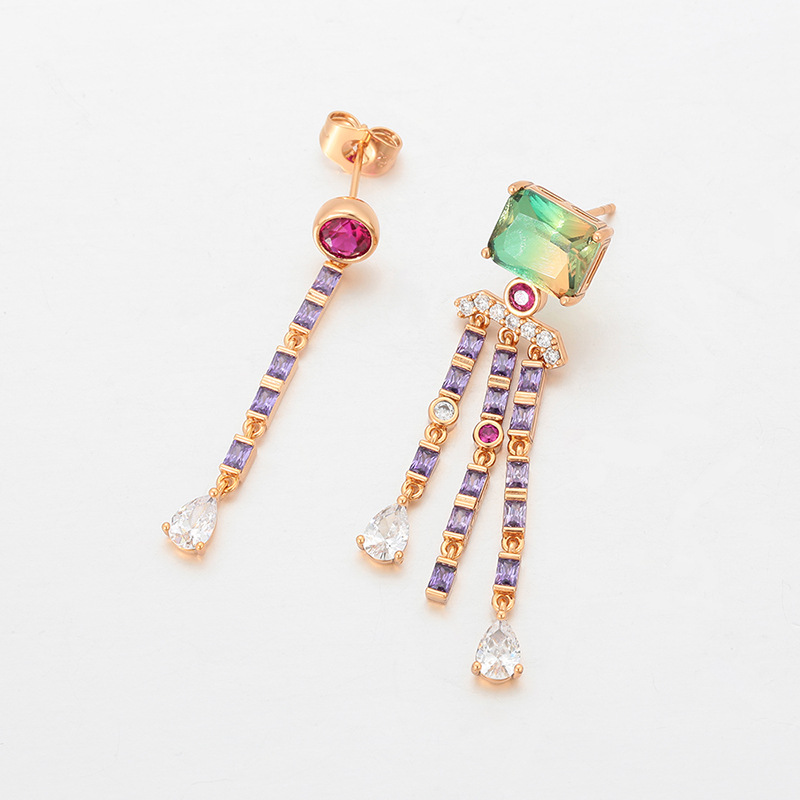 Xuping serie de cobre chapado 18k nicho de color aretes geométricos cuadrados bordes personales aretes al por mayor mujeres