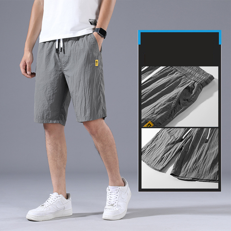 夏季休闲五分裤男式微弹灰色纯色现货薄款中腰青年休闲短裤男生潮