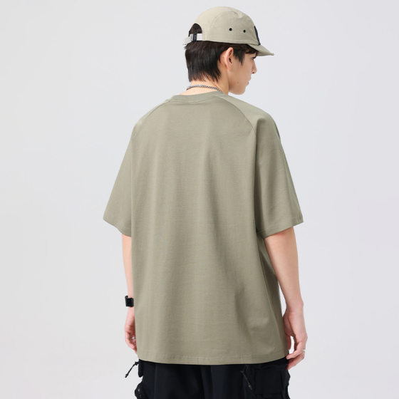 LKTM Men's Wear# American Retro Contrast Color Cool Sunscreen Short-sleeved T-shirt Men's Summer Wrinkle Quick-drying Crewneck Half-sleeved Shirt