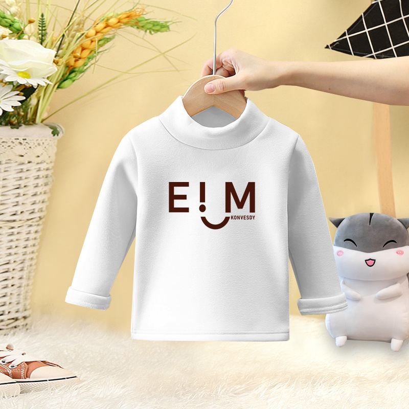 Otoño e invierno niños y niñas top de una pieza 3-9 años de edad media turtleneck bebé niños de terciopelo ropa interior térmica bottoming ropa infantil image 5