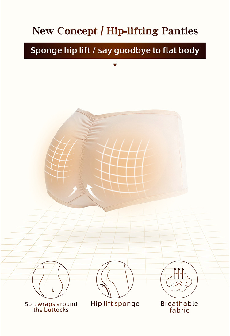 Cross-border European and American Body Shaping Pants  Ass PP Sponge Pad Removable Full Hip Full Hip Peach Hip Base Underwear_voghion.com