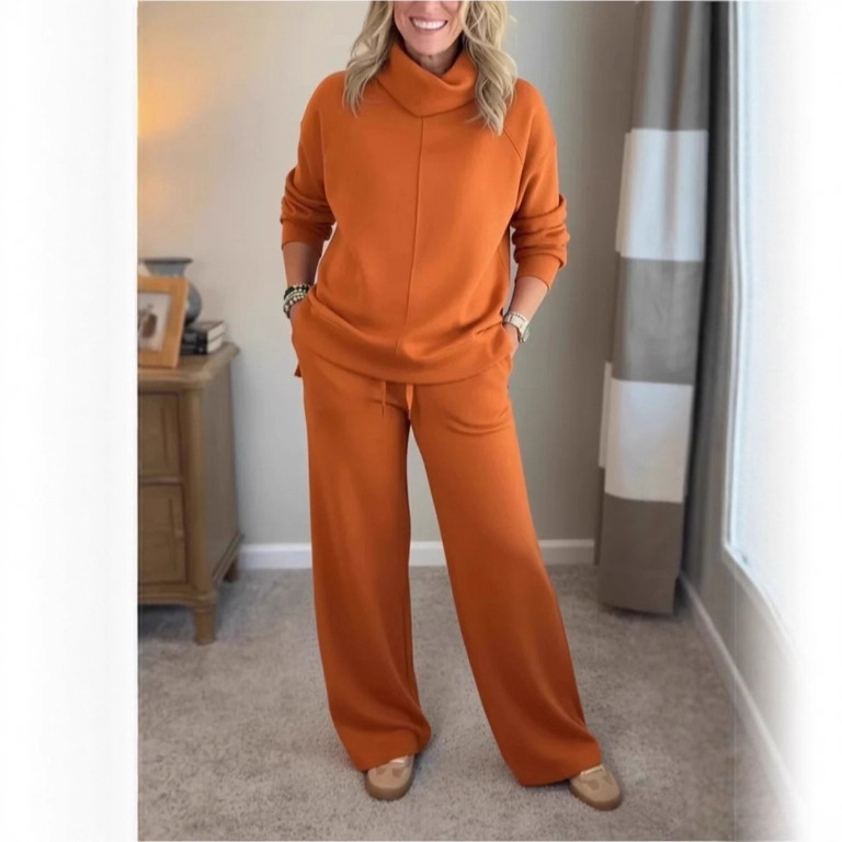 2026 European And American Cross-Border New Autumn Winter Sweatshirt Solid Color High Neck Top Casual Elegant Commuter_voghion.com