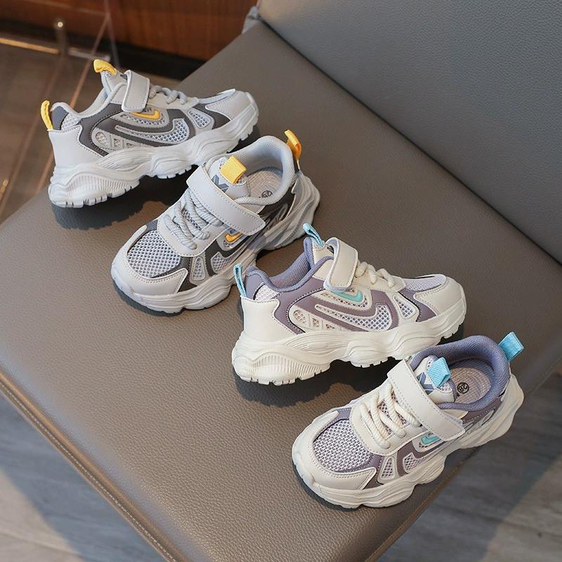 Детская спортивная обувь для мальчиков 2024 весна и лето новая папочка обувь сетка дышащая беговая обувь легкая нескользящая повседневная обувь