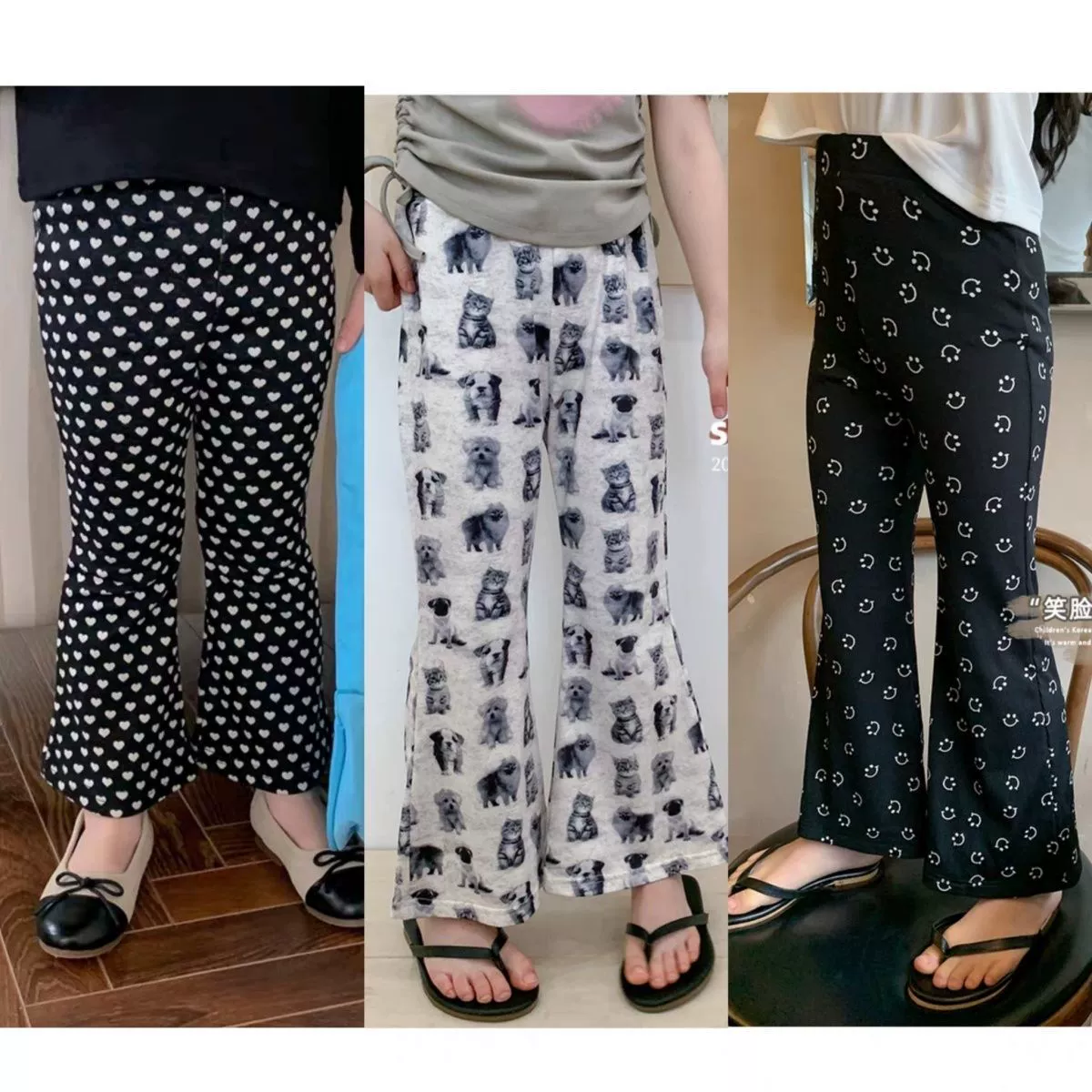 Children's thin black flared trousers for leisure, children's clothing, new collection, western style