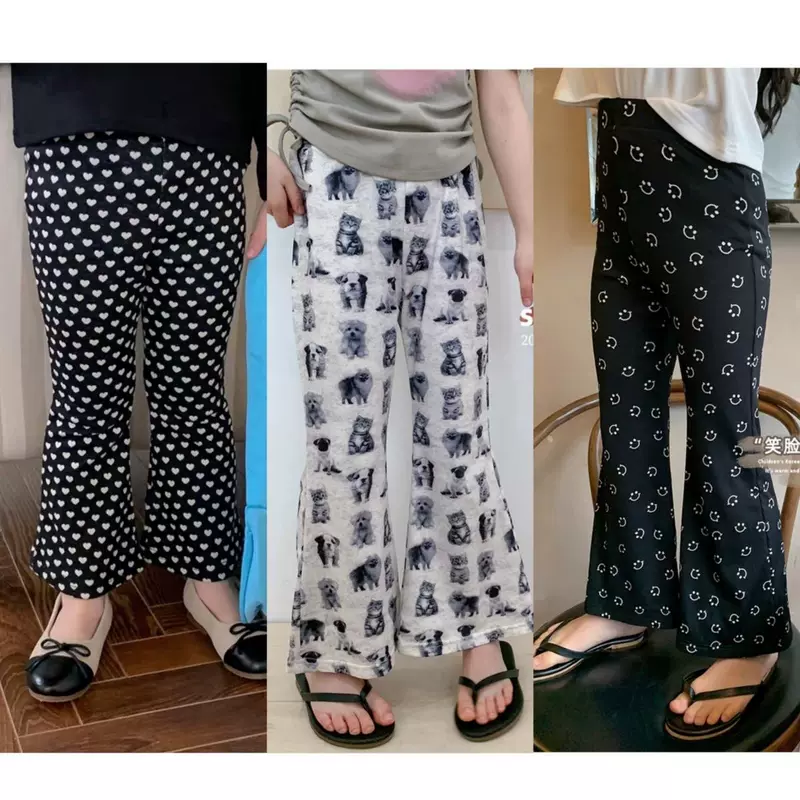 Children's thin black flared trousers for leisure, children's clothing, new collection, western style