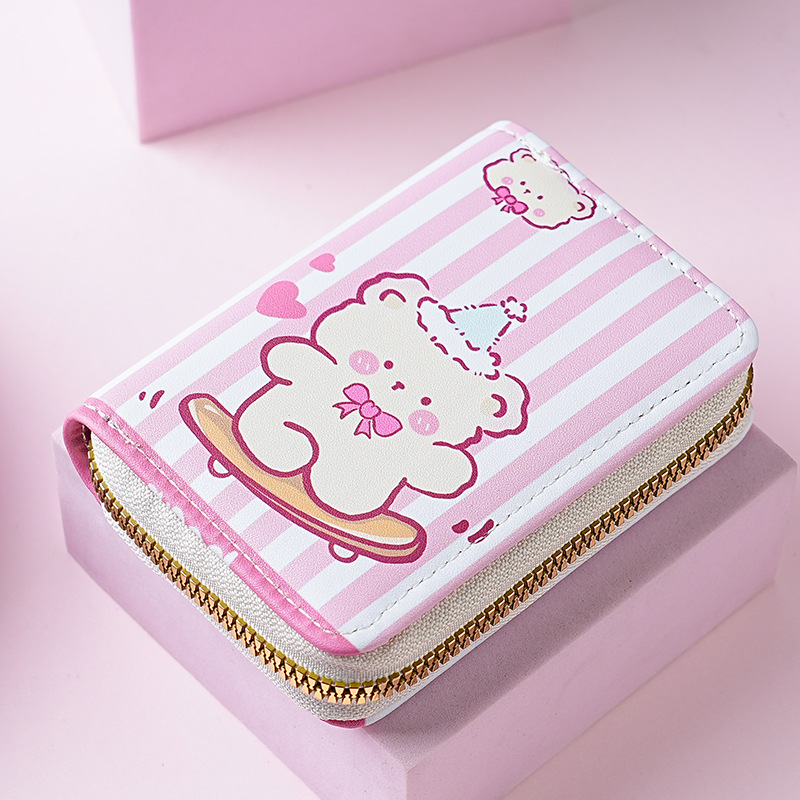 Estilo japonés lindo creativo mini órgano titular de la tarjeta de gran capacidad Multi-tarjeta de dibujos animados hembra anti-desgaussing titular de la tarjeta bancaria