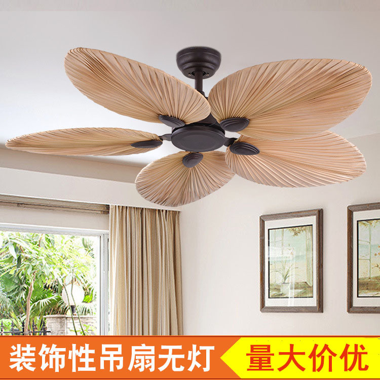 Amazon American-style fan lamp, Southeast Asian palm leaf ceiling fan lamp for restaurants and hotels, variable frequency fan factory supply