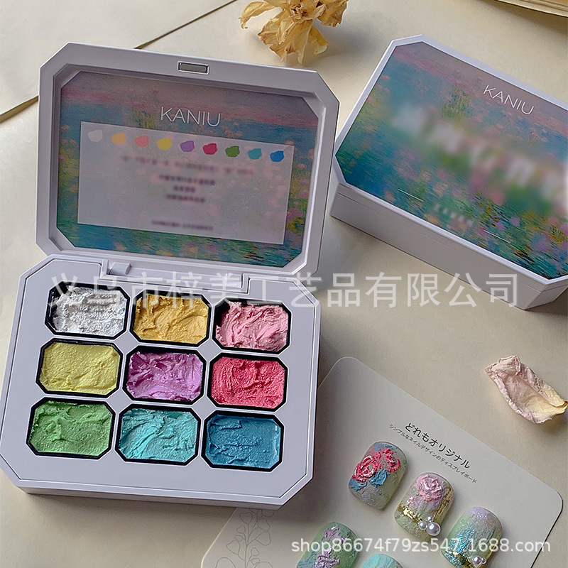 Nail Art 9-Grid Oil Painting 3D Relief Gel Paint No-Wash Gypsum Gel 2026 New Texture Gel Nail Polish Gel