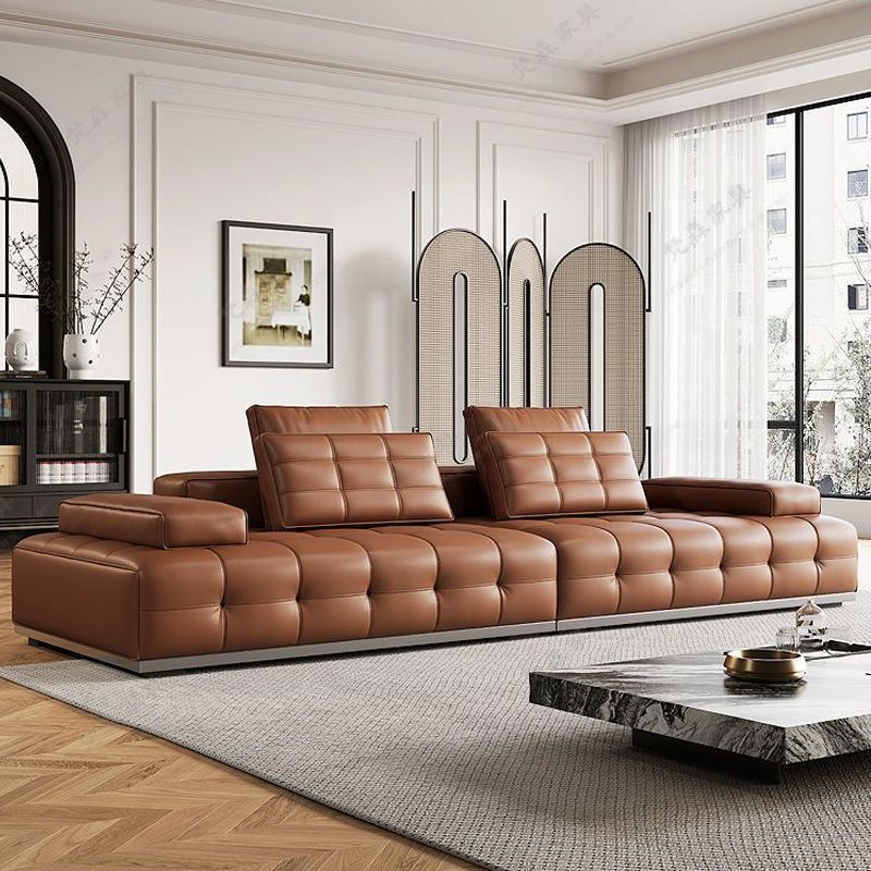 Lawrence Genuine Leather Sofa Footrest Simple Modern Minimalist Italian Villa Living Room Small Apartment Straight Leather Art Sofa