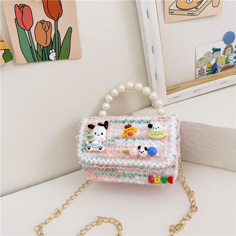 Moda Chanel estilo del todo-fósforo de los niños bolsa de moda de las mujeres de la Tela Escocesa pequeña bolsa cuadrada simple de dibujos animados bebé accesorios bolso bolsa