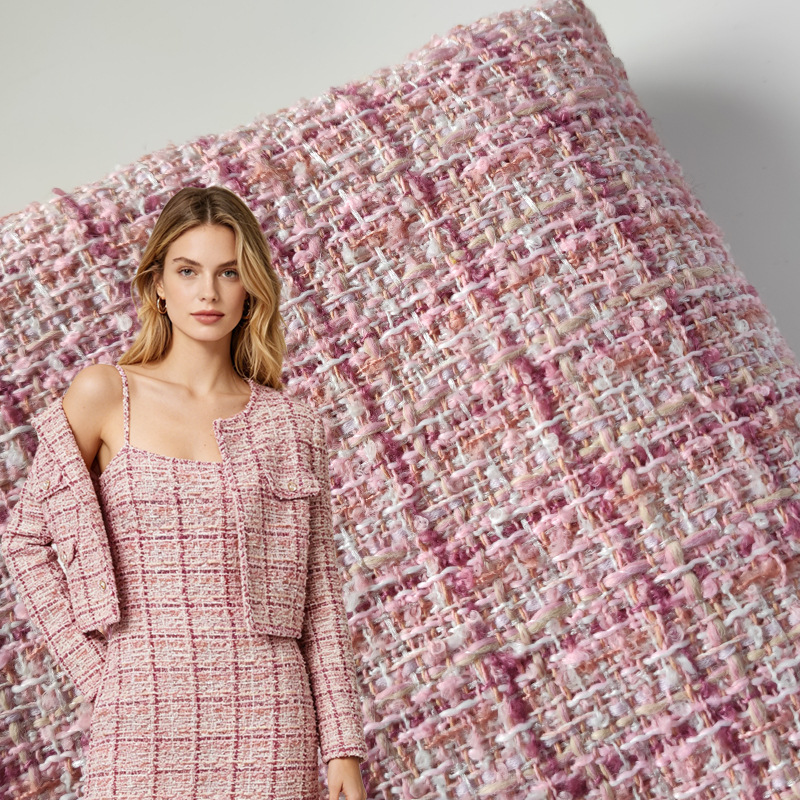 Light Luxury and Gentle Pink-Toned Tweed Fabric, Autumn and Winter Women's Fashion Chanel-Style Suit Jackets, Bags, and Fabric Materials Light Luxury and Gentle Pink-Toned Tweed Fabric, Autumn and Winter Women's Fashion Chanel-Style Suit Jackets, Bags, and Fabric Materials