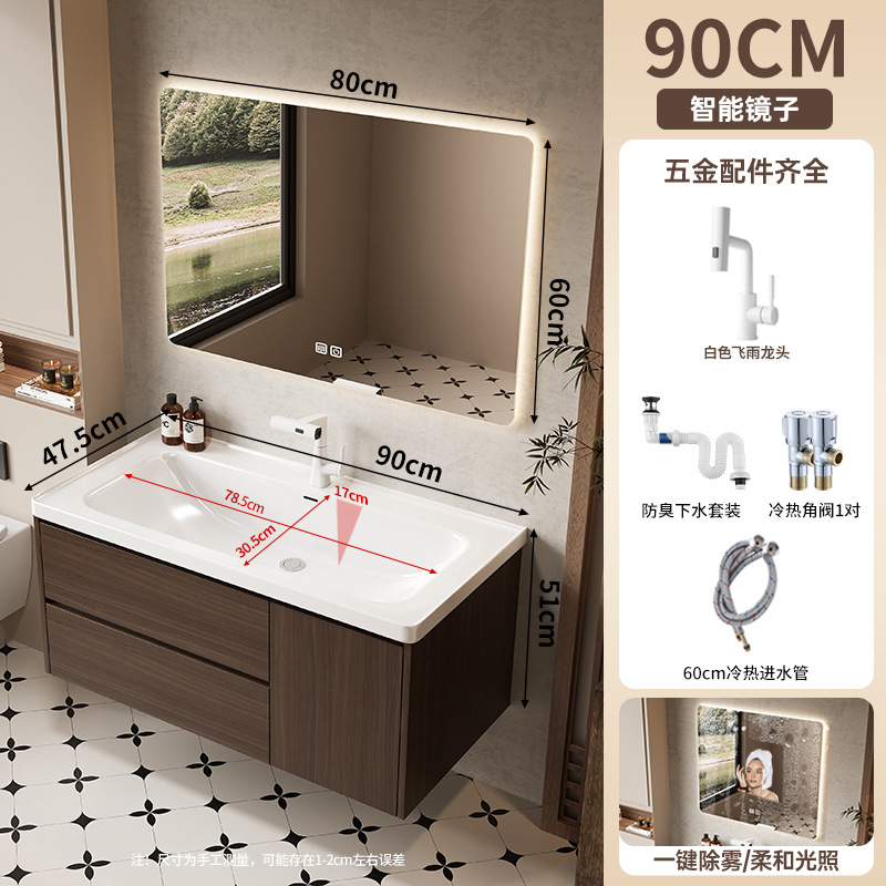 gabinete de baño de madera maciza a prueba de humedad 18CM cuenca profunda cerámica en una cuenca gabinete de baño de madera de nuez lavabo en una cuenca image 19