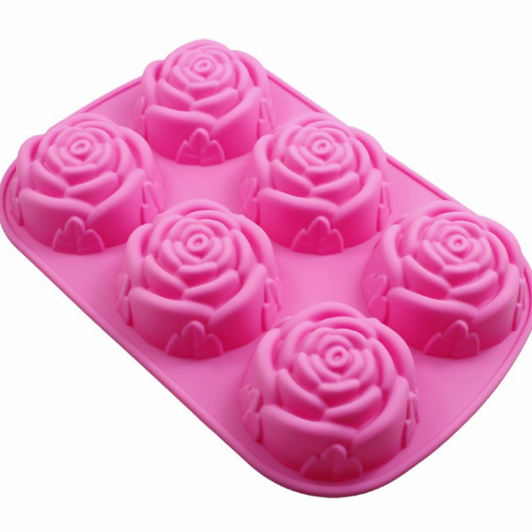 thumbnail image 1 of Molde en forma de flores de silicona de 6 cavidades, juego de 3 piezas de silicona antiadherente tipo de silicona de molde para jalea de chocolate de caramelo,, 1 of 3