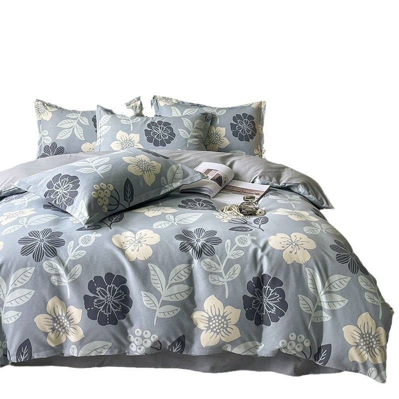 Luz de lujo algodón molido 60s cuatro piezas Nantong textil doméstico dormitorio de estudiantes tres piezas sábanas cubiertas de cama