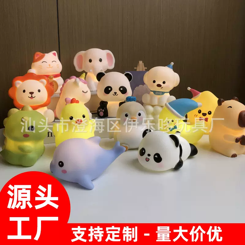 跨境搪胶卡通原创拍拍灯触摸式电池款床头卧室起夜伴睡小夜灯批发