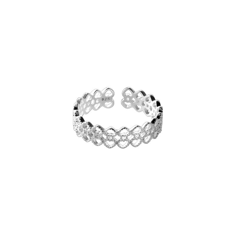 Bague ouverte en argent sterling style rétro français élégant_voghion.com