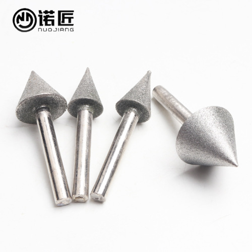 Conical diamond grinding head 3mm glass jade polishing head chamfering trimming umbrella-shaped 6-handle diamond grinding head
