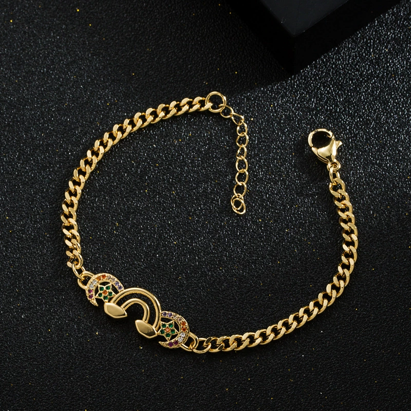 Модный радужный дизайн медная циркония в стиле хип-хоп, bracelet, аксессуар, европейский стиль, микро инкрустация