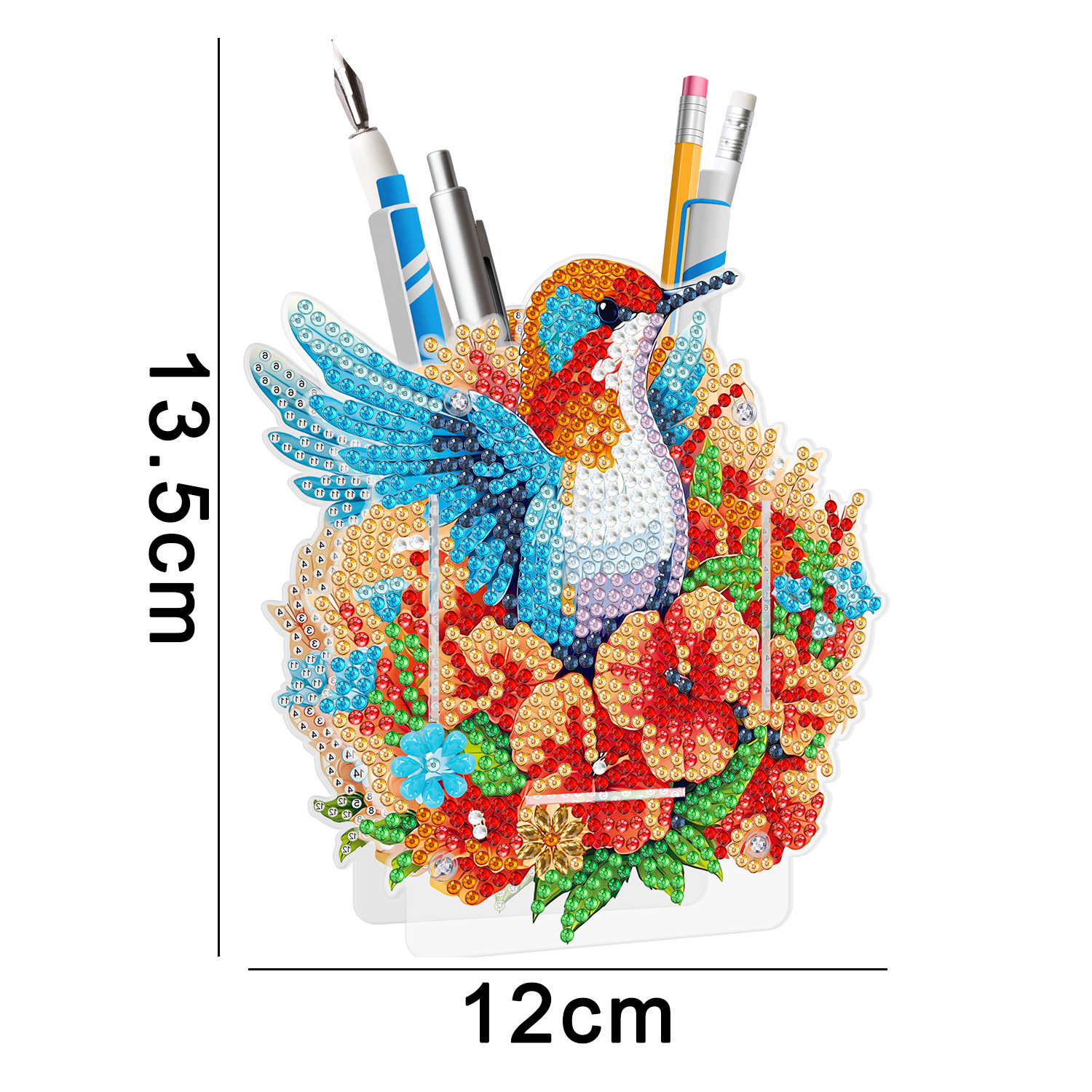 Accesorios para pintura de diamantes, soporte para bolígrafos DIY, estuche de PVC con diamantes de imitación de doble cara con diseño de animales, decoración de escritorio, disponible para distribución al por mayor.