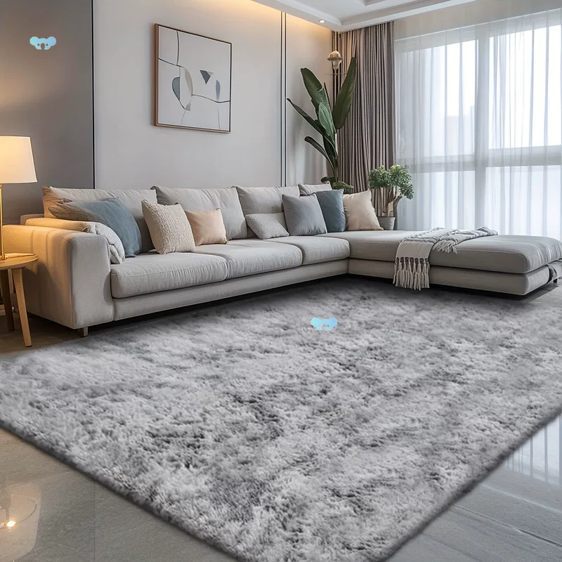 1pc Super Soft Thickened Fluffy Tie Dye Light Gray Area Rug