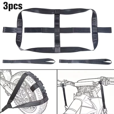 Factory direct sales cross-border motorcycle transport fixing strap three-piece set, off-road motorcycle trailer tire binding strap (Trailer rope/net/strap) - black-3-piece-set