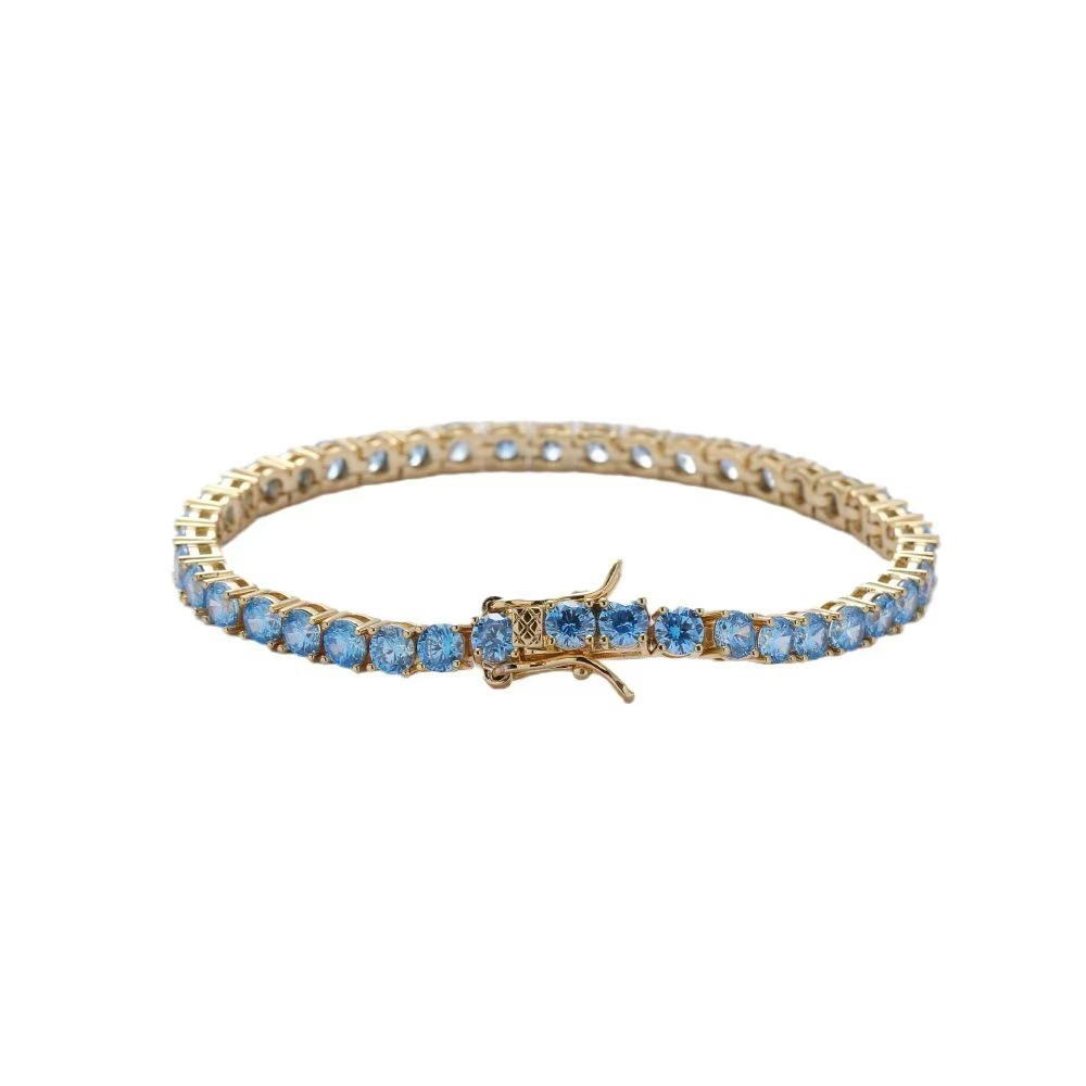 Blue diamond gold 4mm / 6inch bracelet (about 16cm long)