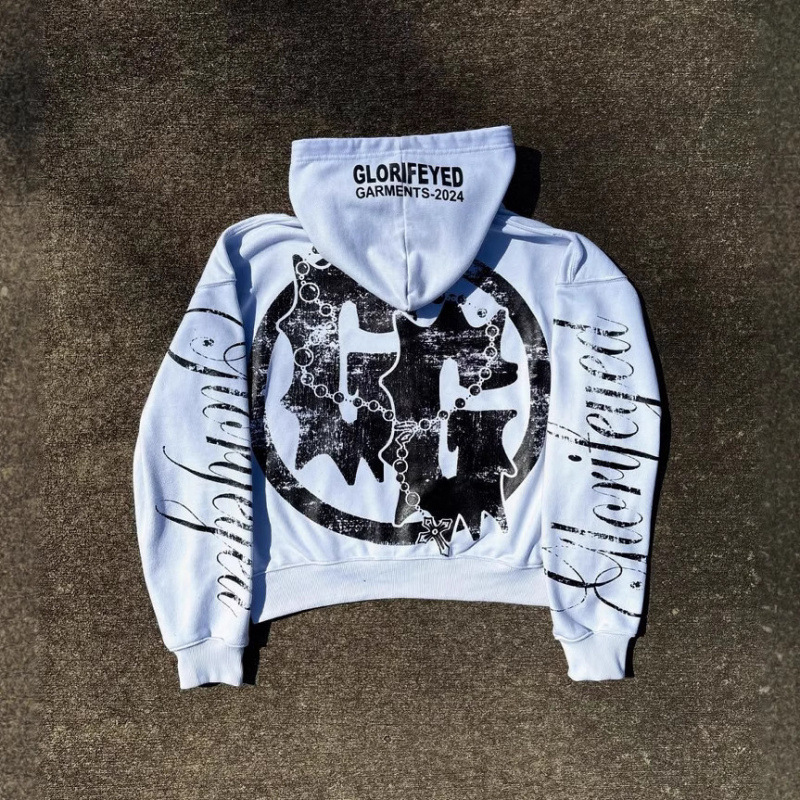 Trendige Herrenbekleidung: Personalisiertes bedrucktes Sweatshirt mit Reißverschluss, langärmelig, Kapuze, Retro-Stil für Damen und Herren_voghion.com