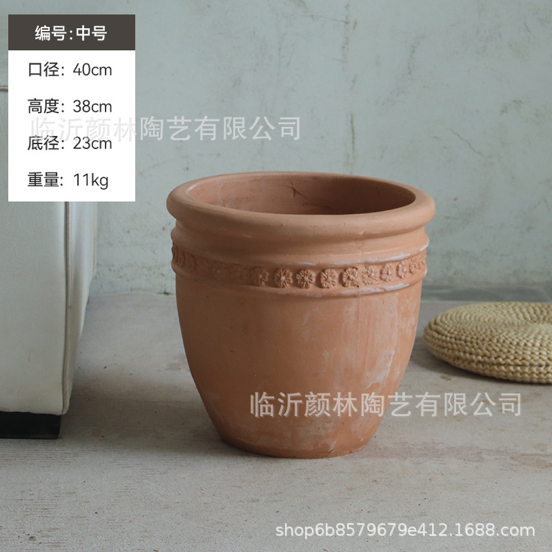 Gran calibre comercio exterior maceta de cerámica roja ventilada barro rojo cerámica gruesa estilo americano estilo pastoral viento balcón jardín maceta de combinación