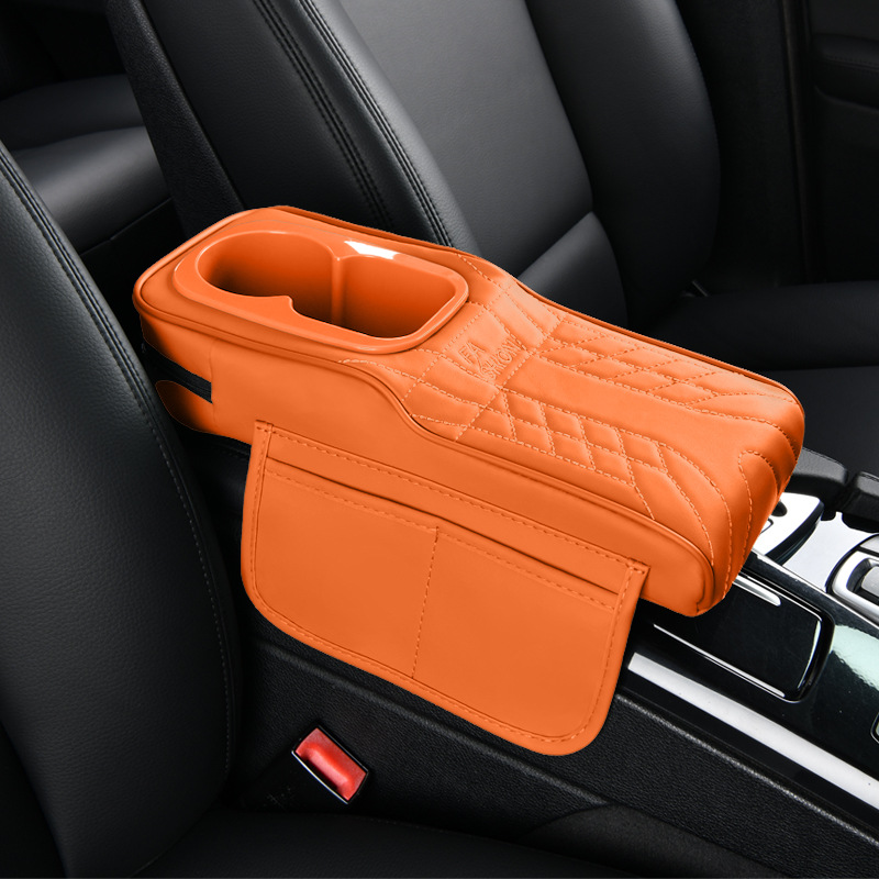 Suitable for 14cm Wide Models, Narrow Version Armrest Box Heightening Pad, Leather Comfortable Elbow Rest, Dual Cup Holder Storage