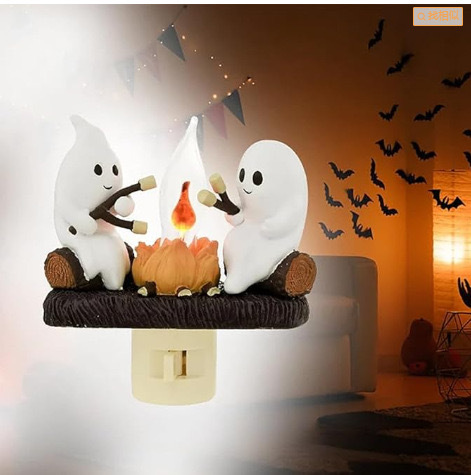 跨境Ghost Campfire Flickering Nightlight幽灵插座小夜灯摆件