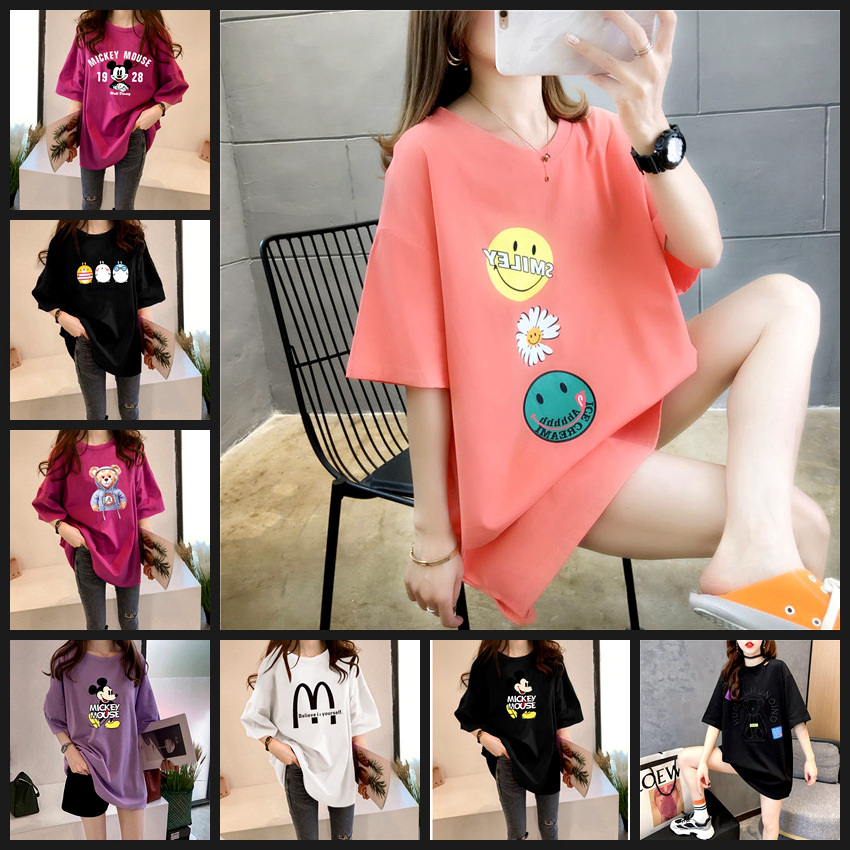 summer Miscellaneous Women's wear Short sleeved Korean Edition Large Loose Short sleeved T-shirt Foreign trade Stall Poop wholesale